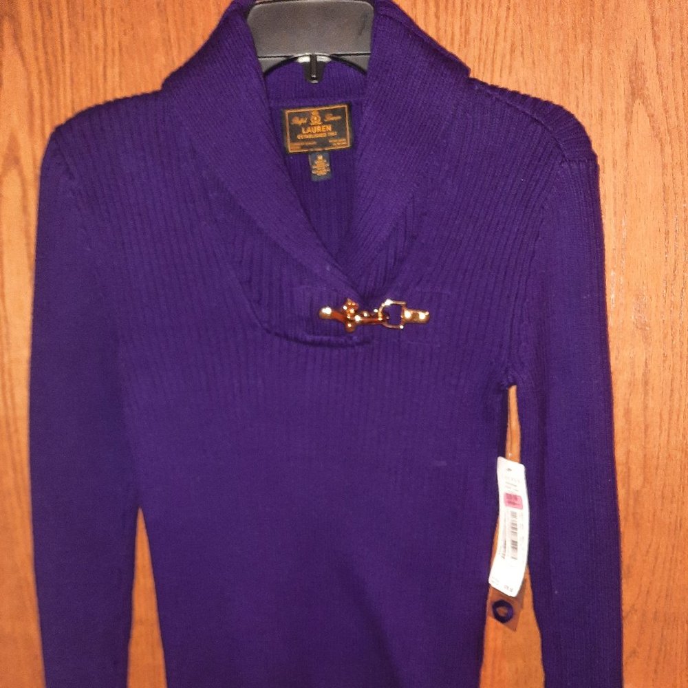NWT, Ralph Lauren, Women's S/M, Purple Sweater